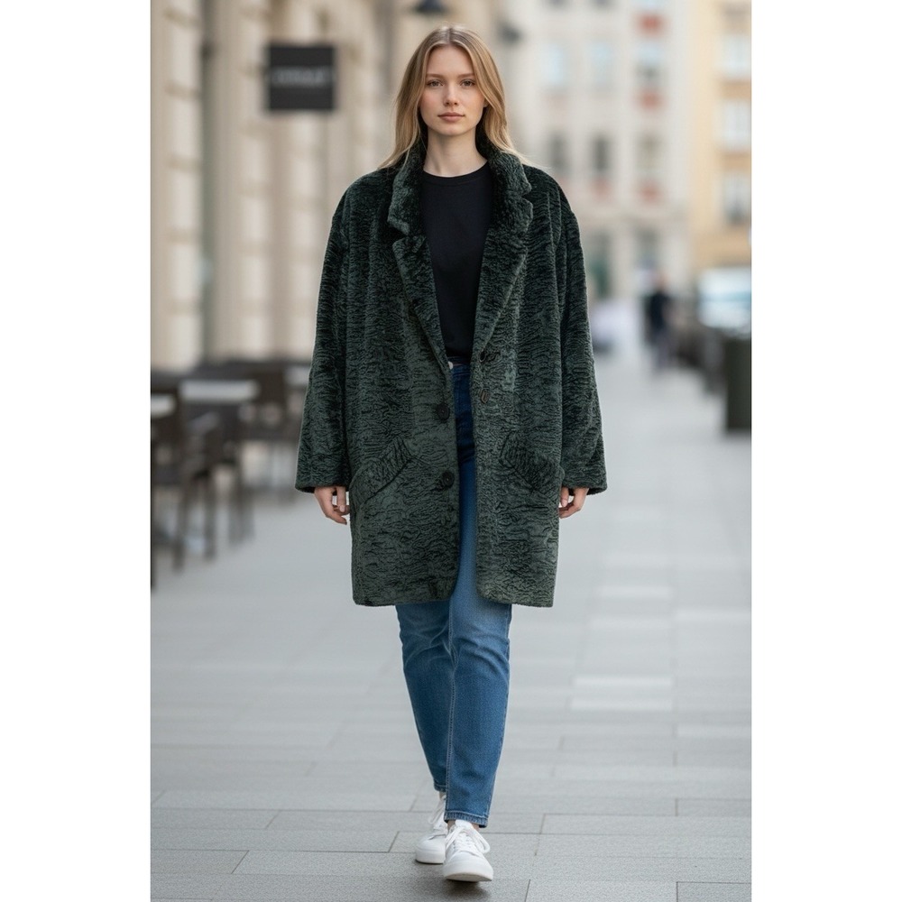 Vtg Velvet Coat Union Tag Crushed Textured Green Glam Goth Whimsy Holiday Formal